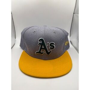 New Era 59FIFTY Oakland Athletics Hat Grey Yellow Fitted MLB Cap 7 3/4